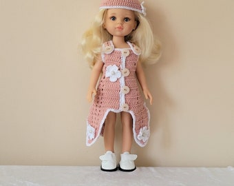 OOAK handmade crochet clothes for Spanish 13 inch (34 cm) doll, Doll dress