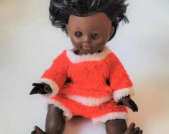 Vintage dark skin German doll, African American doll, Ethnic doll, Collectible doll, Gift idea