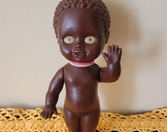 Soviet period vintage dark skin doll, African American doll, Collectible doll, Gift for collector