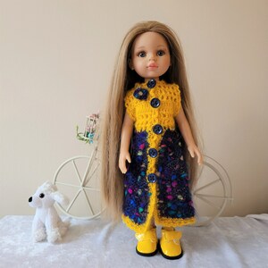 Handmade long crochet dress for Paola Reina 13 inch doll (32-24 cm)