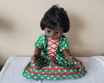 Vintage dark skin German doll, African American doll, Ethnic doll, Collectible doll, Gift idea