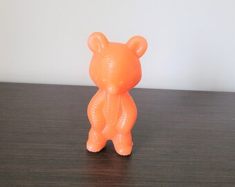 Vintage Soviet period plastic bear, orange vintage bear, Gift idea, Collectible toys