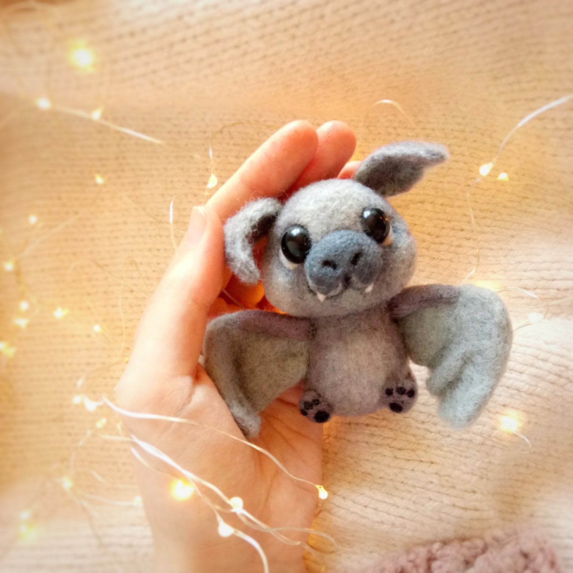 Felted bat doll, Bat lovers gift, Gothic home decor