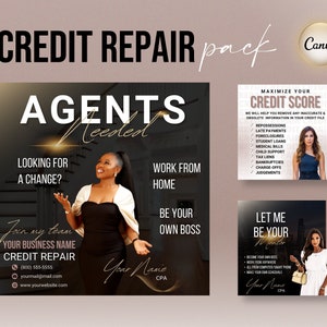 Folhetos para Reparação de Crédito, Pacote com 10 Posts, Modelos Editáveis do Canva, Design Exclusivo e Profissional, Marketing Empresarial, Modelos de Crédito para Instagram