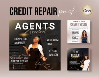 Credit Repair Flyers, 10 Posts Pack, Editable Canva Templates, Unique & Professional Design, Business marketing, Credit Instagram Templates