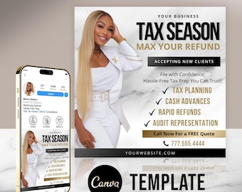 Tax Season post, Tax Services Canva template