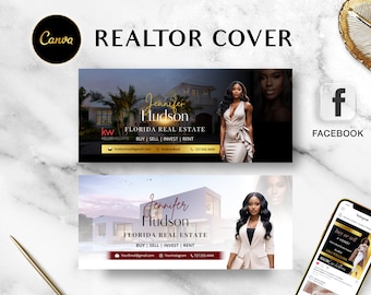 Realtor Facebook Cover, Canva Template for Luxury Real Estate Banner