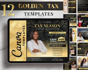 12x Tax Preparation Flyer, Tax Services Canva templates