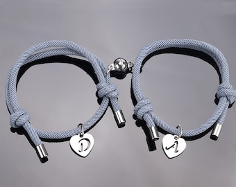 yfstyle 4PCS Magnetic Couples Bracelets Love Bracelet for Couples Charm Pendants Bracelet Couples Matching Friendship Rope Bracelet Vows of Eternal Love Bracelet Magnetic Bracelet for Bestfriend