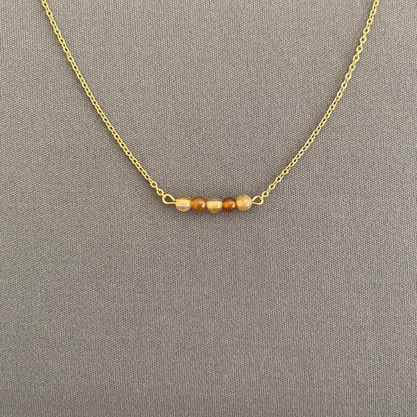 Confidence, Self-Esteem, Happiness and Emotional Balance ** Yellow Agate Necklace ** Small 4mm Natural Semi-Precious Stones, Jewelry Gift