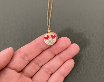 Cartoon Emoji Face Angry Expression Round Pendant Stainless Steel Necklace Cartoon Emoji Face Angry Expression Round Pendant Stainless Steel Necklace