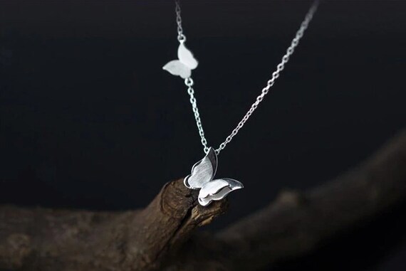 Butterfly Necklace Sterling Silver Elegant Pendant 2 | Etsy
