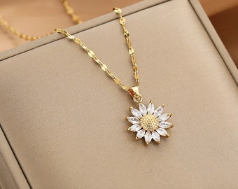 Sunflower Necklace Gold - Etsy