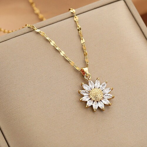 Sunflower Necklace Flower Charm Pendant 