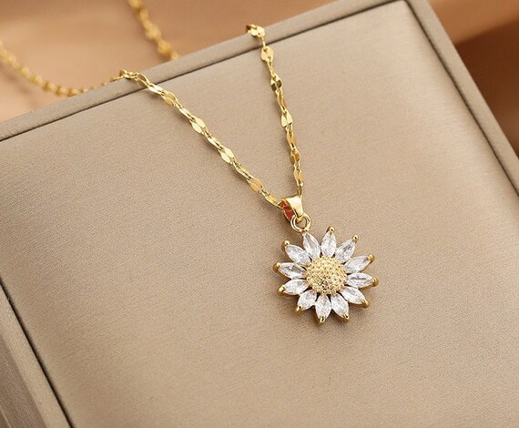 Sunflower Necklace Flower Charm Pendant 