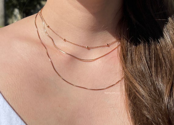 Rose Gold Layer Necklace 3 Layered 