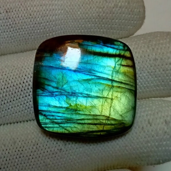 Duel Shade Multi Fire Labradorite Flashy Labradorite Cabochon Loose Gemstone 72.65 Carat Cushion Shape Best For Silver, Wire Wrap Jewelry