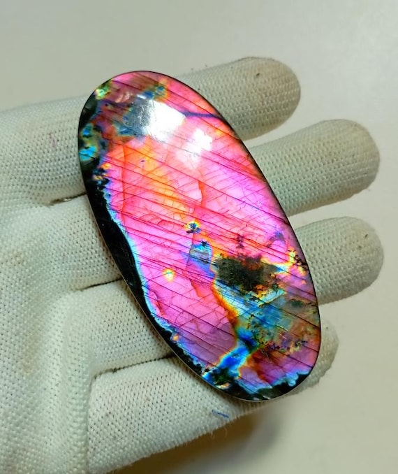 Oval Purple Fire Labradorite Cabochon: 183.90 Carat Loose Gemstone