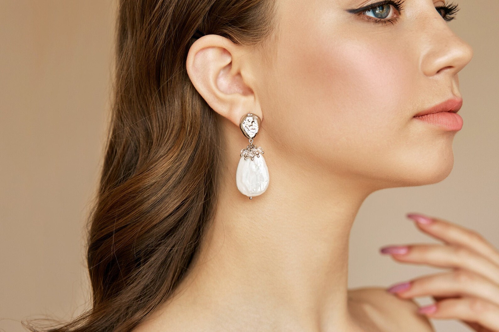 Boho bridal earrings Pearl wedding earrings Bridesmaid Etsy