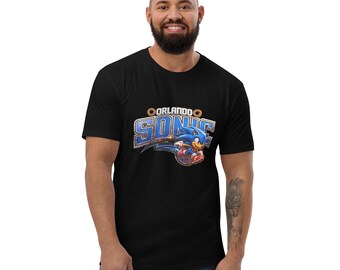 Camiseta gráfica inspirada en Orlando Sonic / Camiseta estilo baloncesto Speed Hedgehog / Camiseta gamer urbana / Camiseta unisex negra