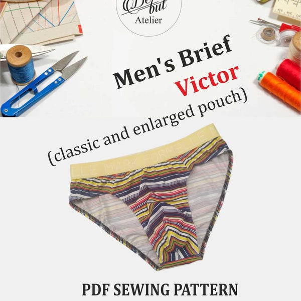 Victor Men's Brief with classic and enlarged pouch Downloadable Sewing Pattern PDF-pattern Instant Download PDF