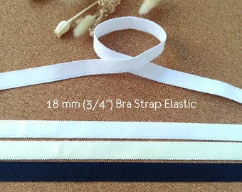 Tirante elástico para sujetador ajustado de primera calidad, mate, de 18 mm (3/4'') - Fabricado en la UE