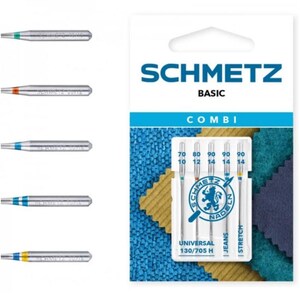 Agulhas originais Schmetz para máquinas de costura - Pacote Básico COMBI