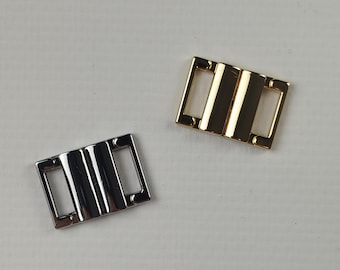 Sujetador de 10 mm (3/8") con cierre frontal sin níquel - Cierre de gancho para bikini - Plateado u dorado para sujetadores, trajes de baño y lencería - Fabricado en la UE