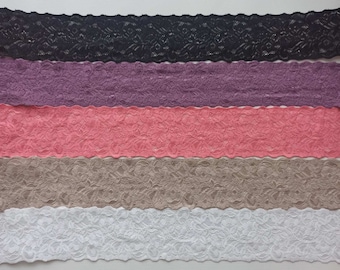 2.5" or 6cm Wide Stretch Lace - 1 Metre - Stretch Lace Ribbon, Lace Elastic Headbands