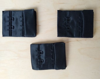 2x2 Black 2 Hook and Eye 2 Rows Bra Closures 1.25" x 1.75" for Bra Making Lingerie Sewing - EU quality