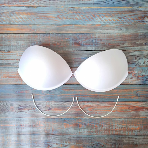 White Sew in BRA CUPS Pads Push up With Corresponding Underwires Perfect  for Lingerie Swimwear Dressmaking Soft Foam Moulded Cups DBCC65 