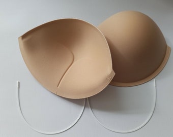 Nude/beige sew in BRA CUPS Push Up with corresponding underwires Perfect for Lingerie Swimwear Dressmaking Soft Foam Moulded cups DBBC45