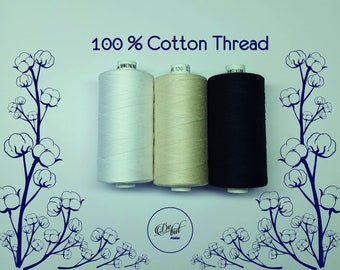 100% cotton thread - white - beige - black 12x3 - 1000 m spool