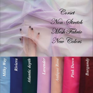 Corset Non-Stretch Mesh Fabric, New colors, Sheer Nylon Mesh, transparent corsets fabric