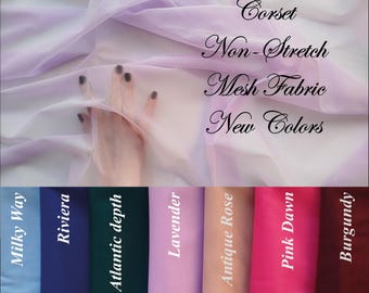 Corset Non-Stretch Mesh Fabric, New colors, Sheer Nylon Mesh, transparent corsets fabric