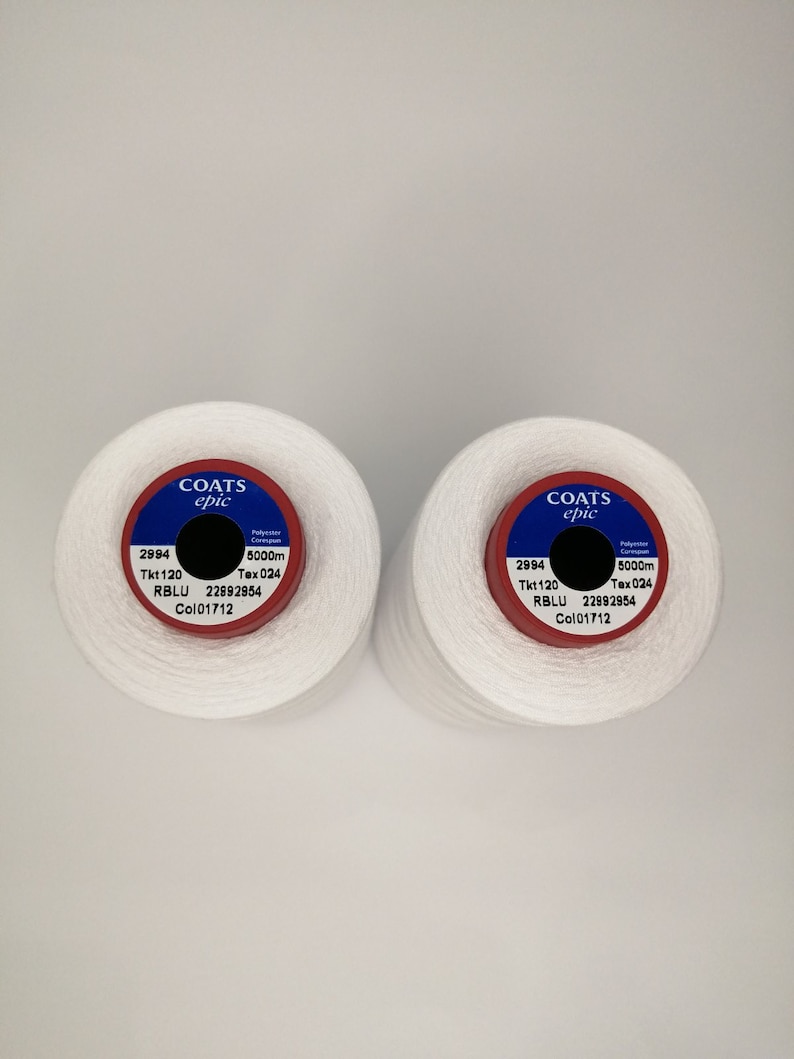 Filo da cucito White Coats 5000 m - Filo da cucito bianco in poliestere Filo da cucito universale Filo bianco 150 immagine 5
