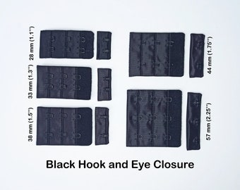 Black Hook & eye closures for bra making and sewing lingerie - Made in EU