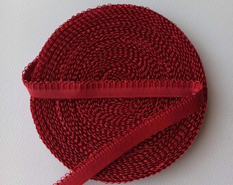 Dark Red Picot Elastic 13 mm or 1/2 inch wide Picot Elastic Bra/Lingerie Making Bramaking Elastic, Lingerie Sewing