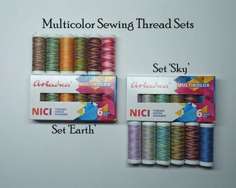 Set of multicolors polyester sewing thread - 6 Spools Set
