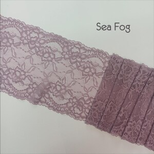 May include: Sea Fog colored lace trim with a delicate floral pattern. The lace is soft and has a slightly textured feel.
