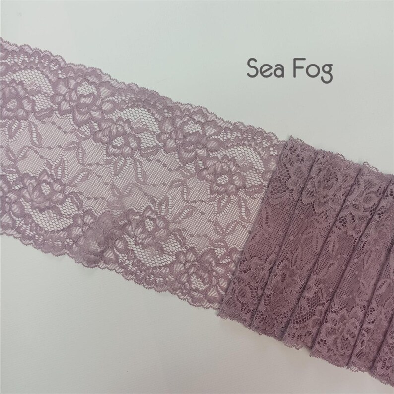 May include: Sea Fog colored lace trim with a delicate floral pattern. The lace is soft and has a slightly textured feel.