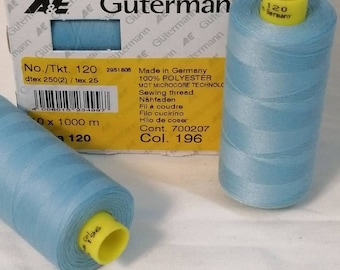 Gutermann 120, Sewing Thread, Polyester, 1000m, Blue Col. 196