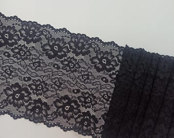 Black Stretch Lace Trim, Semi-Transparent lingerie lace, Stretch Bramaking Lace