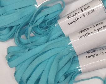 5 yards van 5 mm blauw elastiek voor DIY hoofdbanden, gezichtsmaskers, zelfgemaakte PBM, trim elastisch koord plat elastisch koord