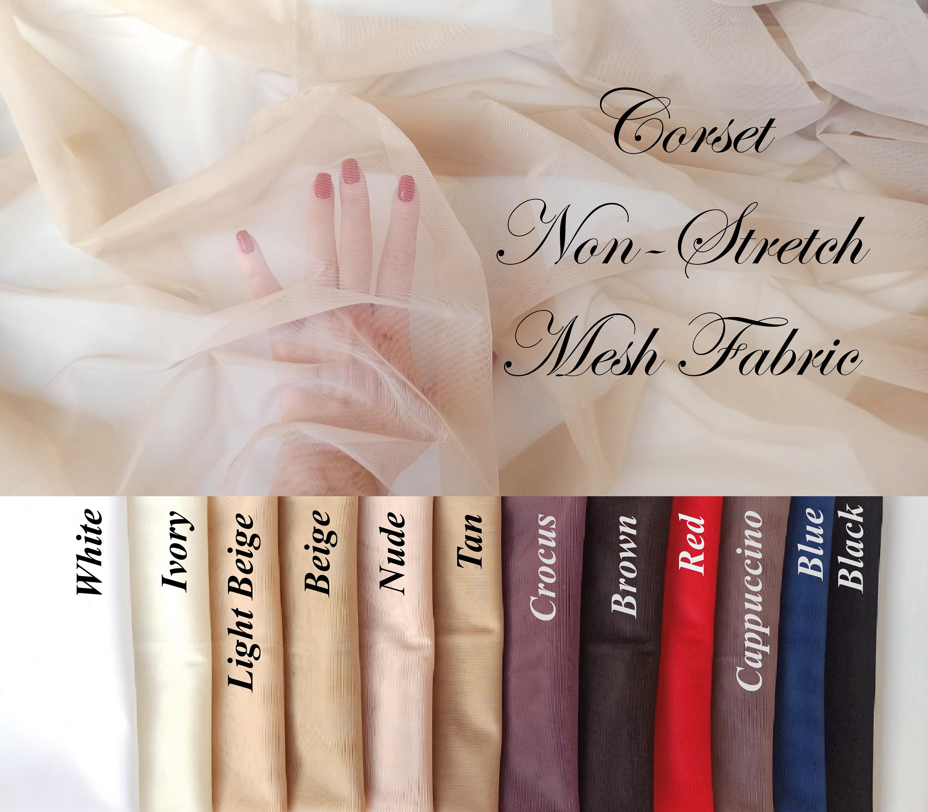 Corset Non stretch Mesh Fabric Sheer Nylon Mesh Transparent