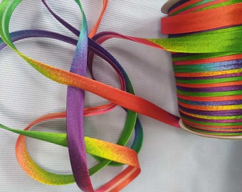 Satin Bias Tape, 5 or 10 meters package Single Fold 15mm (5/8") Satin Bias Binding, Sewing Tape, Bias Trim, Rainbow