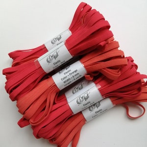 5 Yards of 6 mm (1/4&quot;) Wholesale Red and Orange Elastic for DIY Headbands, Face Masks, Underwear  Elastic, Sewing Elastic, Lingerie Elastic