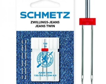 Agujas originales para máquina de coser doméstica Schmetz Jeans Twin Needle 4.0/100
