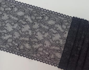 Black Non-stretch Lace Trim, Transparent lingerie lace, non-stretch bramaking lace