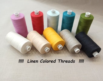 100% linen colored thread 500 m spool - 8 COLORS!